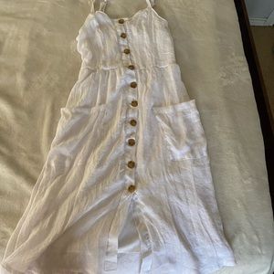 White button up midi dress